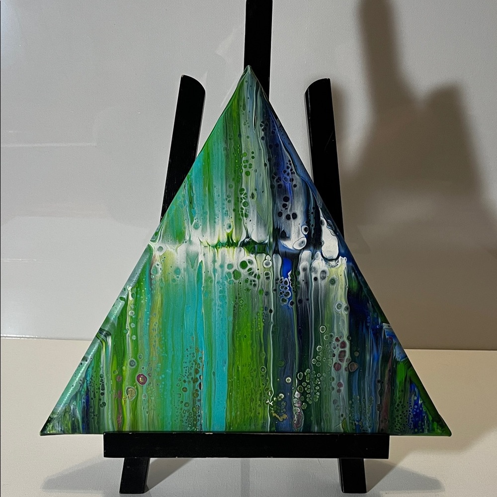 Abstract Green and Blue Triangle Canvas Art